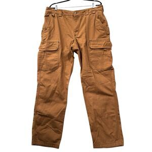 Duluth Trading Co Cargo Work Pants 40x36 Brown Canvas Relaxed Utility Carpenter